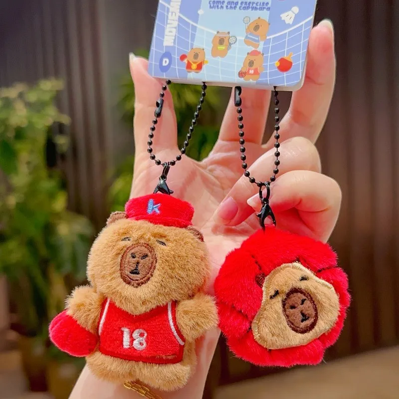 Cute Sport Capybara Doll Series Couple Keyrings Funny Tennis Capybara Keyrings For Bag Pendant Cute Animal Doll Keychain For Two