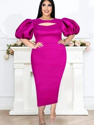 Vestidos de Fiesta de noche fucsia, talla grande 4XL, Bodycon Sexy, Manga corta abullonada, vestidos de cóctel de verano, trajes largos de cumpleaños, novedad de 2023