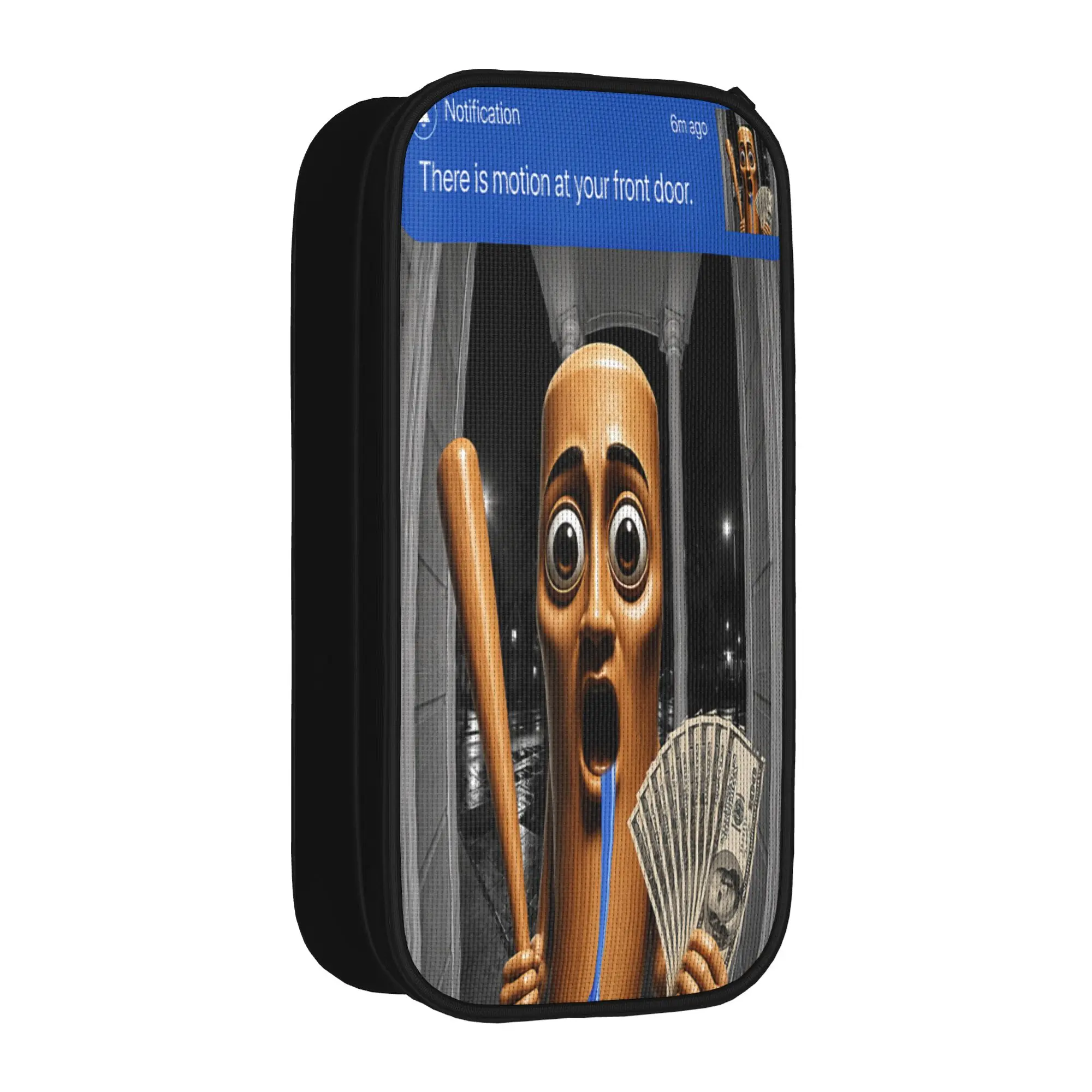 There is Motion at Your Front Tung Tung Sahur Drooling Money Pencil Case Large Pen Box Boy Zipper Vintage School Pencil Cases