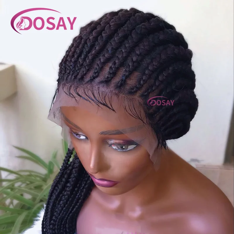 

Полные кружевные парики для чернокожих женщин, синтетические плетеные парики 36 дюймов, Jumbo, без узлов, плетеные парики, косички, африканские парики