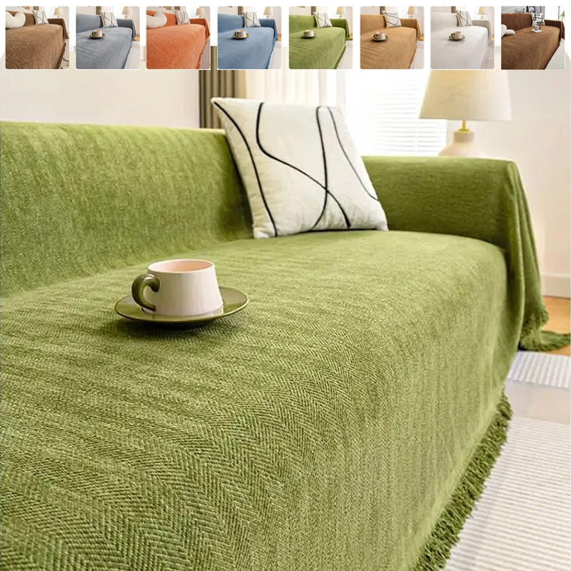 1PC Chenille Sofa Towel Multipurpose Solid Color Furniture Cover Durable Fabric Dust-proof Anti-scratch Home Living Room Decor