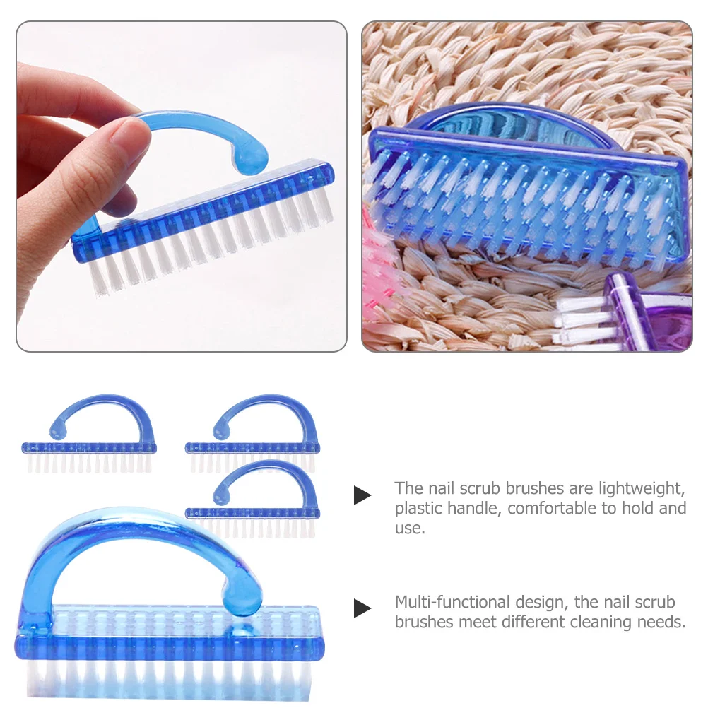 4 Uds. Cepillo de uñas para limpiar las uñas, cepillos de plástico para uñas, cerdas rígidas, cepillo portátil para uñas de los pies, manicura