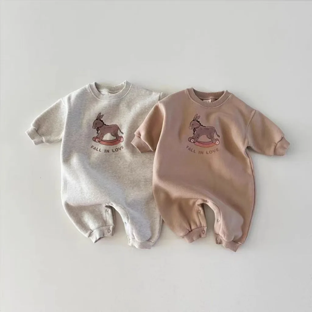 2025 Spring New Baby Long Sleeve Casual Romper Boy Girl Fashion Animal Print Jumpsuit Newborn Cotton Onesie Infant Clothes 0-24M