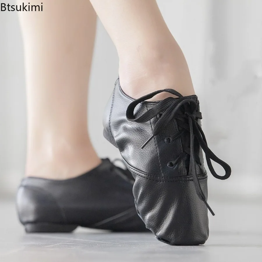 2025 niños adultos 26-45 zapatos de baile de cuero PU mujeres baile Damen Schuhe diseño suave con cordones señora práctica profesora Ballet Jazz zapatos