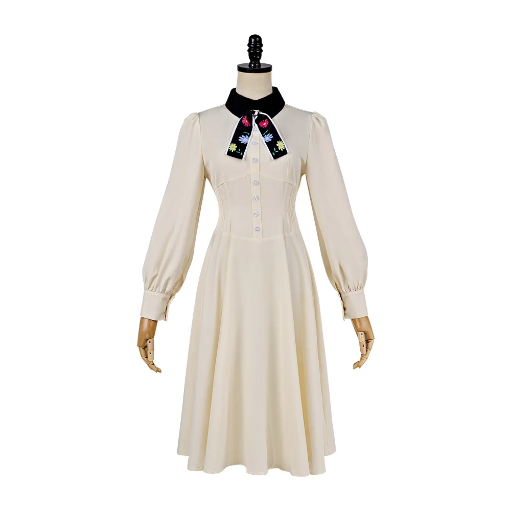 Marriage Toxin Mei Kinosaki Cosplay Costume Retro Off-White Dress Vintage Ribbon Long Sleeve Dress Women Outfit For Halloween view 2