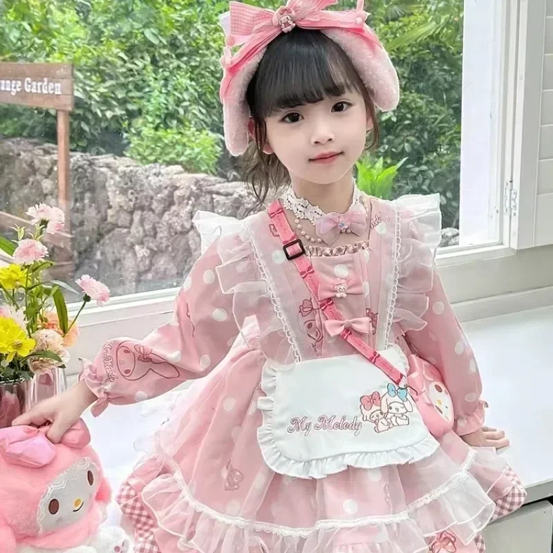 

Halloween Sanrio Kuromi Children CosPlay Academy Style Pleated Skirt Dress Girl Outer Wear Princess Dress Birthday Festival Gift