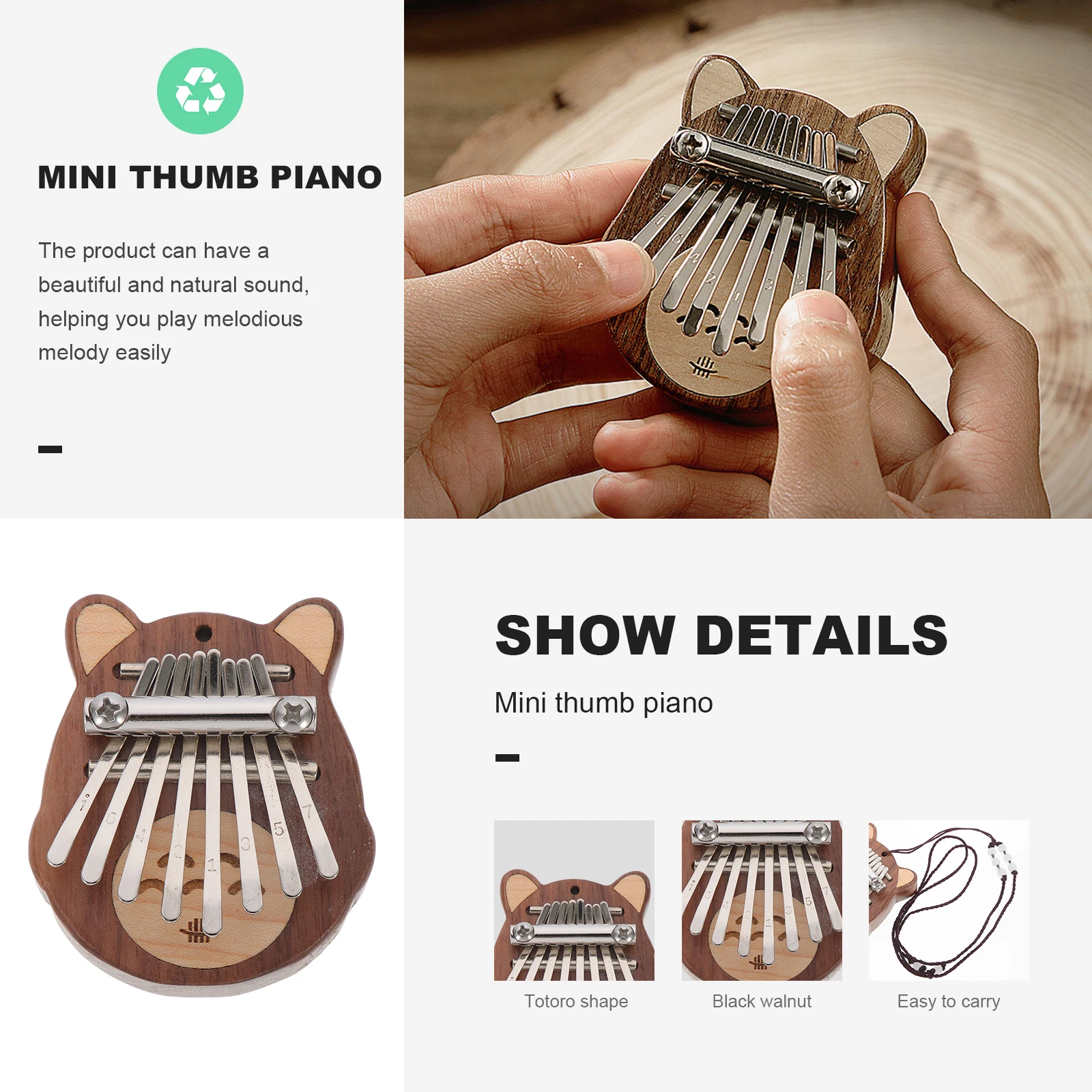 

1 set Walnut Maple Wood Kalimba Thumb Piano Portable Finger Piano for Beginners Clear Sound Lightweight Gift