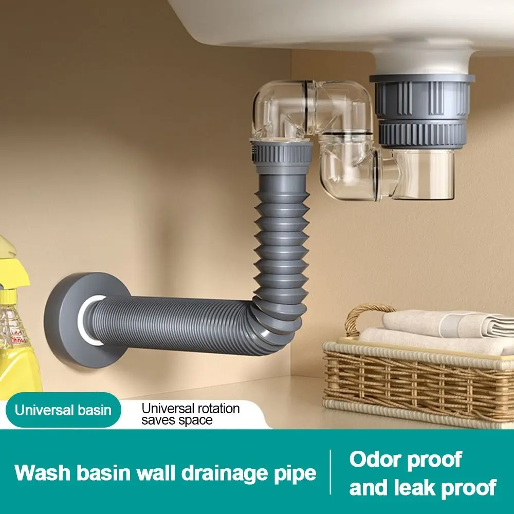 Flexible Drain Pipe Expandable Anti-Odor Drain Outlet Hose Adjustable Wash Basin Sink Drain Hose Sealing Anti-odor Drain Pipe