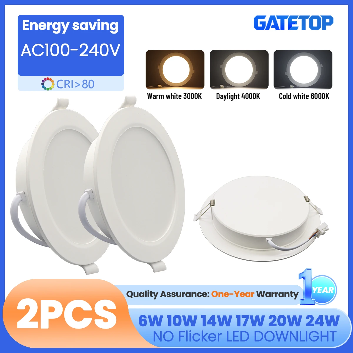 2 قطعة LED النازل AC100-240V 6 واط 10 واط 14 واط 17 واط 20 واط 24 واط LED سقف بقعة 3 CCT راحة في النازل ضوء الباردة الدافئة الأبيض مصباح
