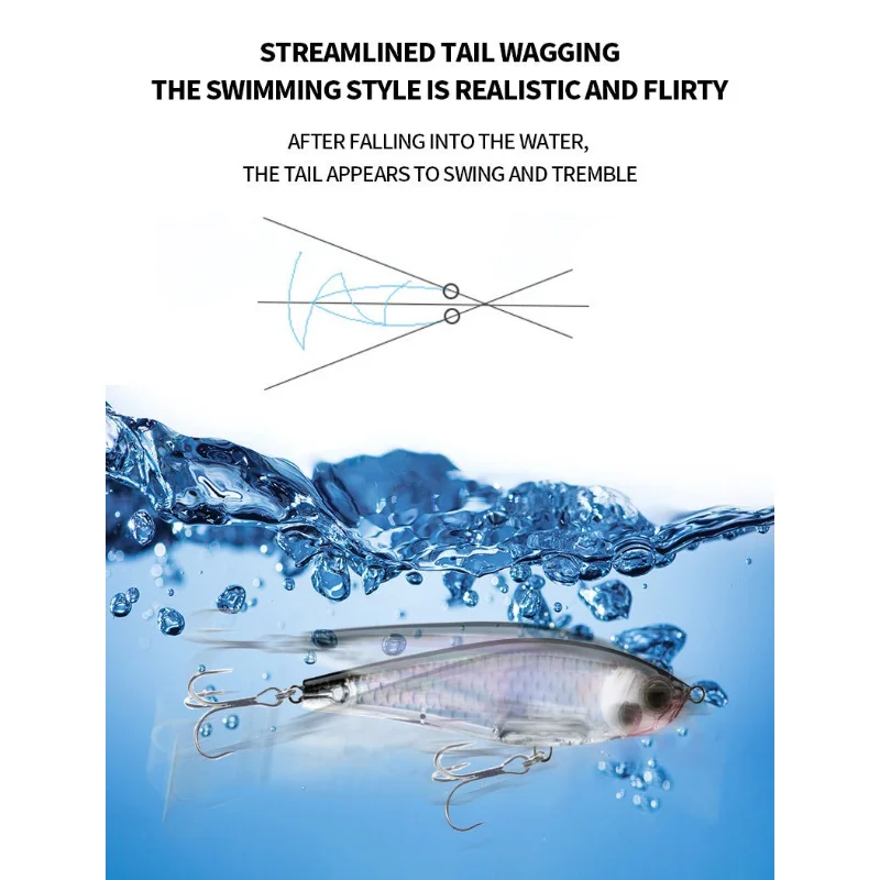 Billings 1 Stück 7cm/8,2g Interner Laser-Sinking-Pencil-Hardbait für Süßwasserflüsse mit Dreifachhaken – Künstliche Bio-Mimetische Köder – Detail 6