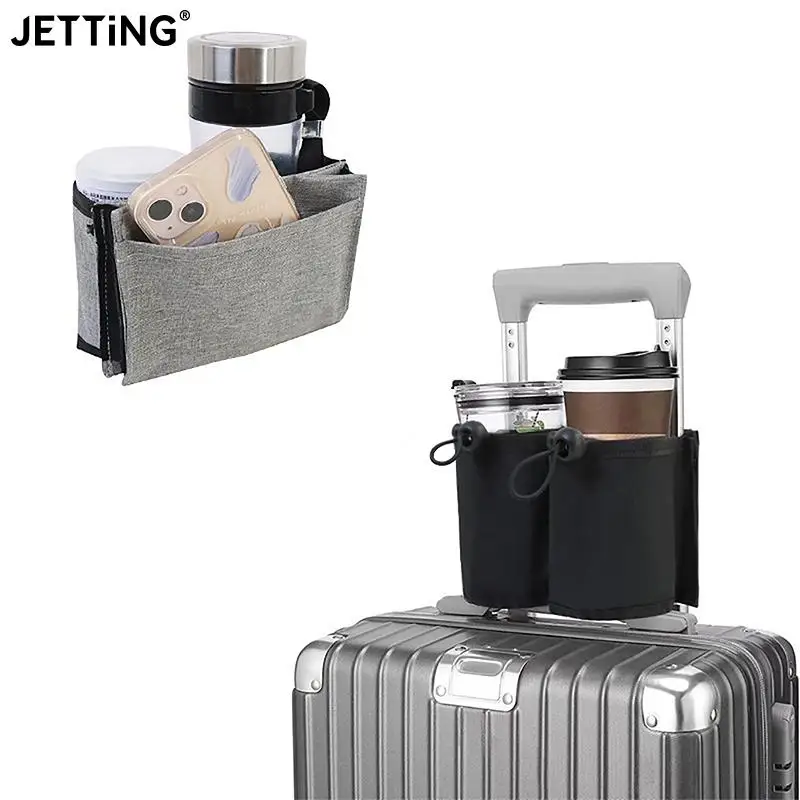 1pc Travel Oxford Cloth Fits All Suitcase Handles Portable Luggage Travel Cup Holder Durable Free Hand Drink Bag Storage Bag