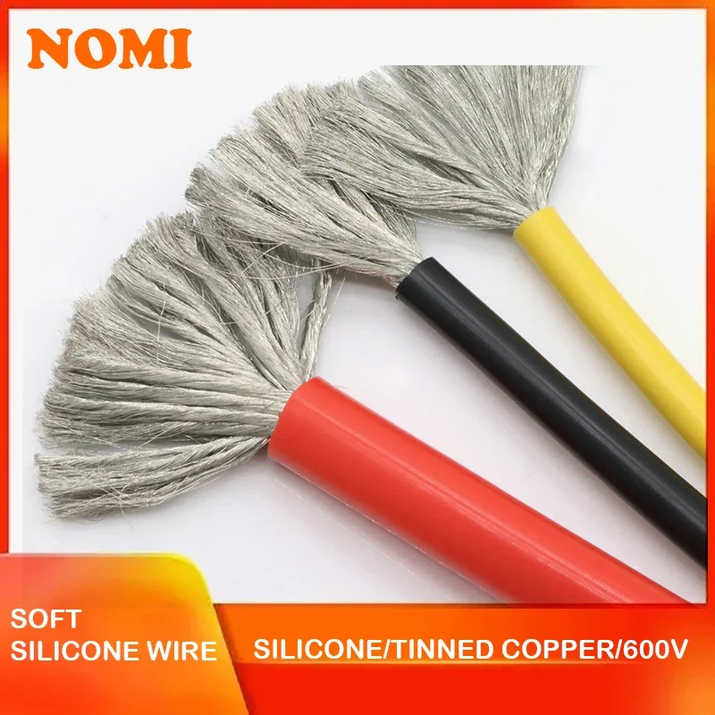 

1 Meter Heat-resistant cable 11 10 8 7 6 4 3 2 AWG Ultra Soft Silicone Wire High Temperature Flexible Copper Line