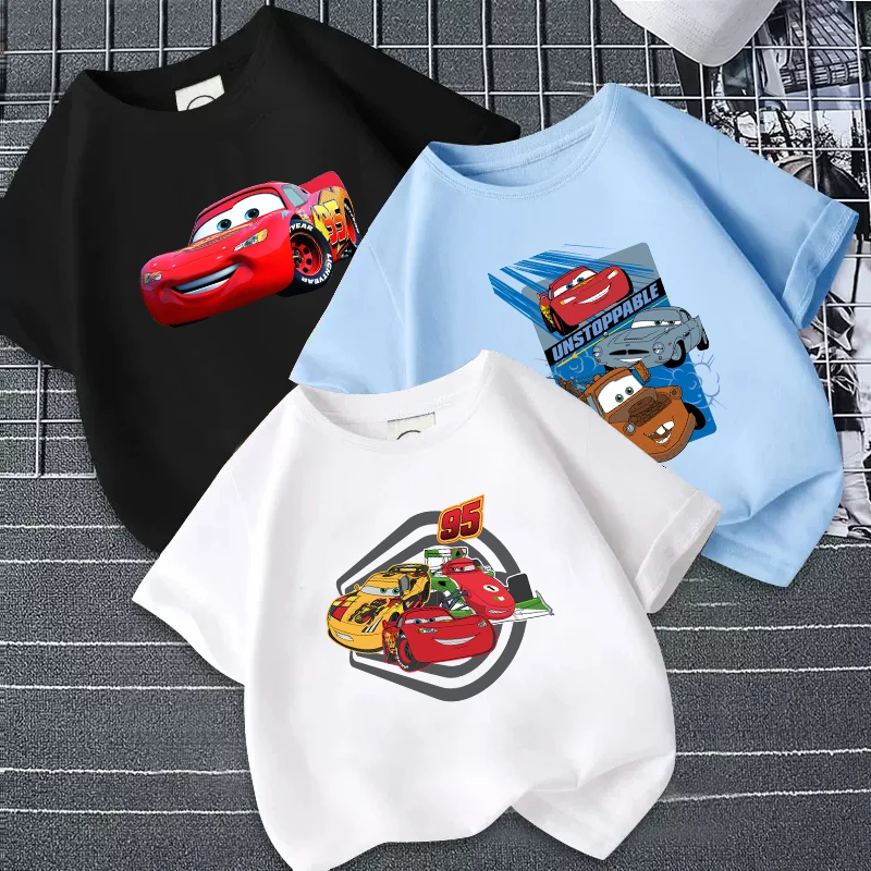 

Racing Car Mobilization Children's Short-sleeved Trendy Brand, Versatile Lightning McQueen T-shirt Men, Children's Summer Wear