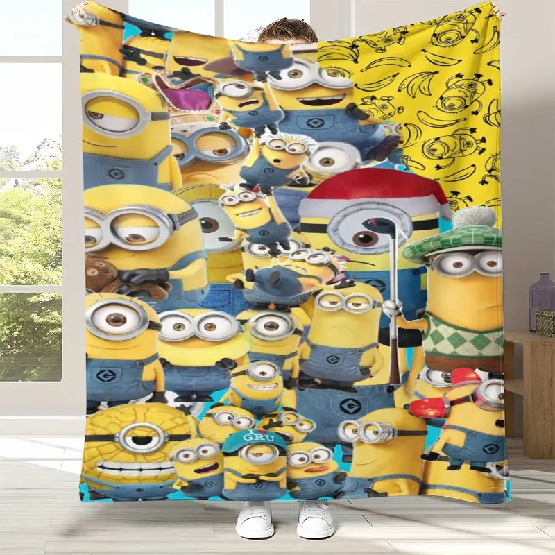 Funny Kawaii M-Minions Cartoon Soft Flannel Throw Blanket,Cozy Warm Blanket for Bed,Sofa,Living Room,Picnic,Home Decor,Gift Kid