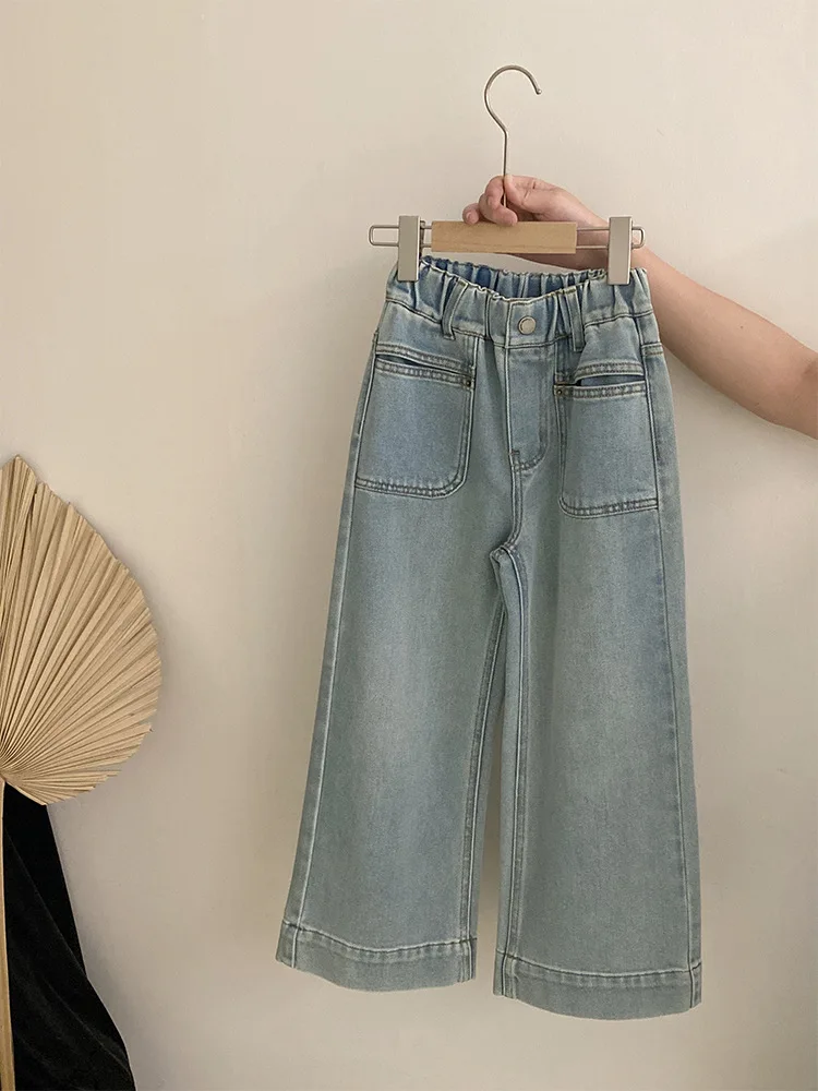 الفتيات لؤلؤة رسالة قصيرة الأكمام TT-shirt2025تصميم متعدد الاستخدامات فضفاض عارضة الجينز قطعتين مجموعة العصرية