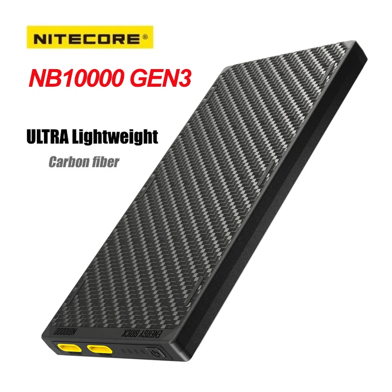 

Carbon Fiber Nitecore NB10000 GEN3 Ultra Lightweight Mobile Charger USB/USB-C PD + QC 3.0 Quick-Charge Power Bank 10000mAh