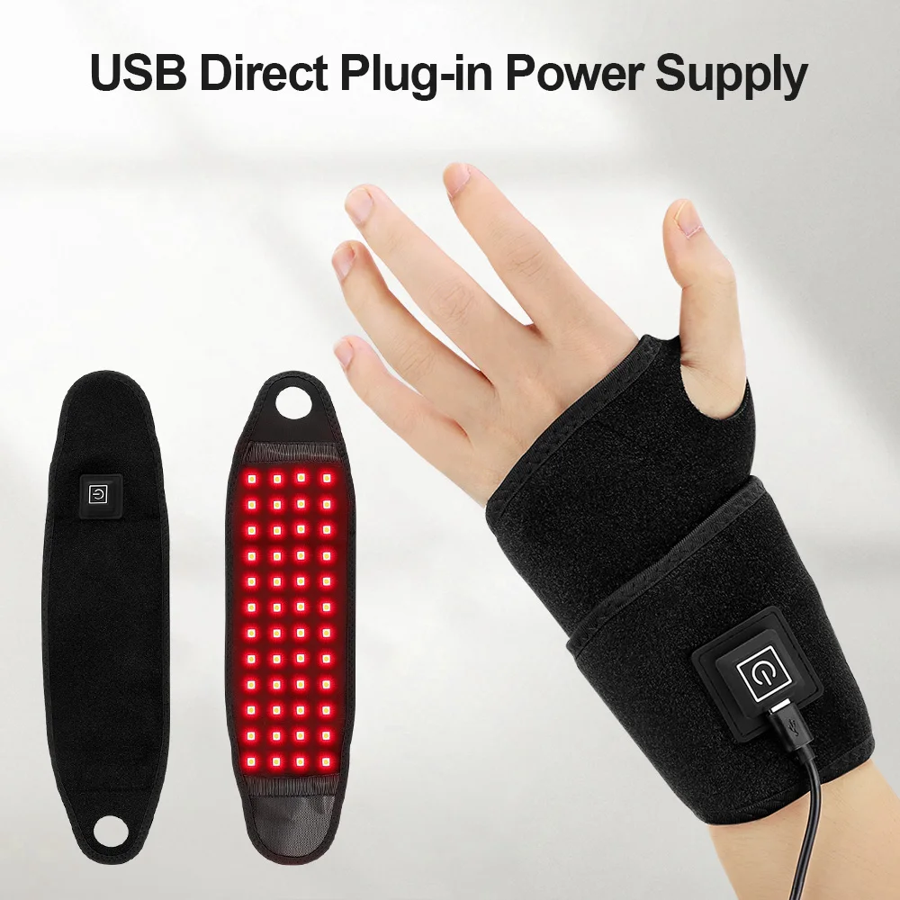 

48pcs LED Beads 660&850nm Red Light Heating Wrist Strap Hand Massage Support Wrist Guard Health Care Belt for Leg Arm Ankle