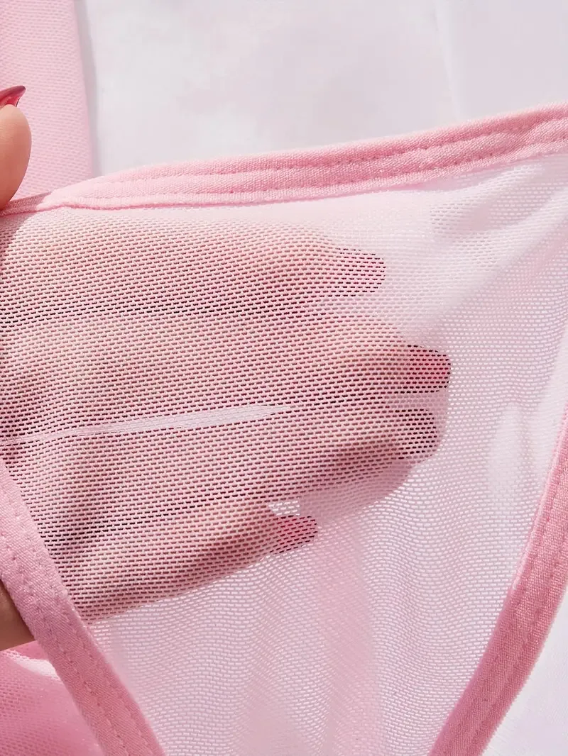 الوردي لطيف G-سلاسل مجموعة الملابس الداخلية فستان سهرة المثيرة Sexi Lenceria الحمالات رقيقة جدا الملابس الداخلية النساء الساخن شبه شير ثوب النوم