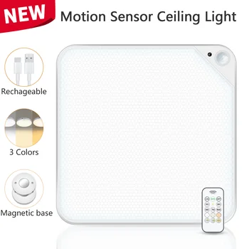 WILLED 8W Rechargeable Motion Sensor Ceiling Light with Remote 5000mAh battery Magnetic LED for Shower Garage Hallway Closet