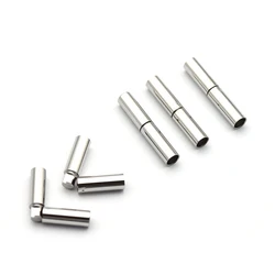 2Pcs Stainless Steel Cylinder Bayonet Push Clasps For 1mm-4mm Hole Round Leather Cord Necklace DIY Jewelry Making Supplies