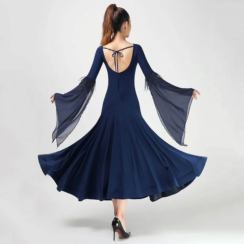 New Ballroom Dance Dress For Women National Standard Waltz Dancing Clothes Big Swing Floating Sleeve Modern Performance Costume