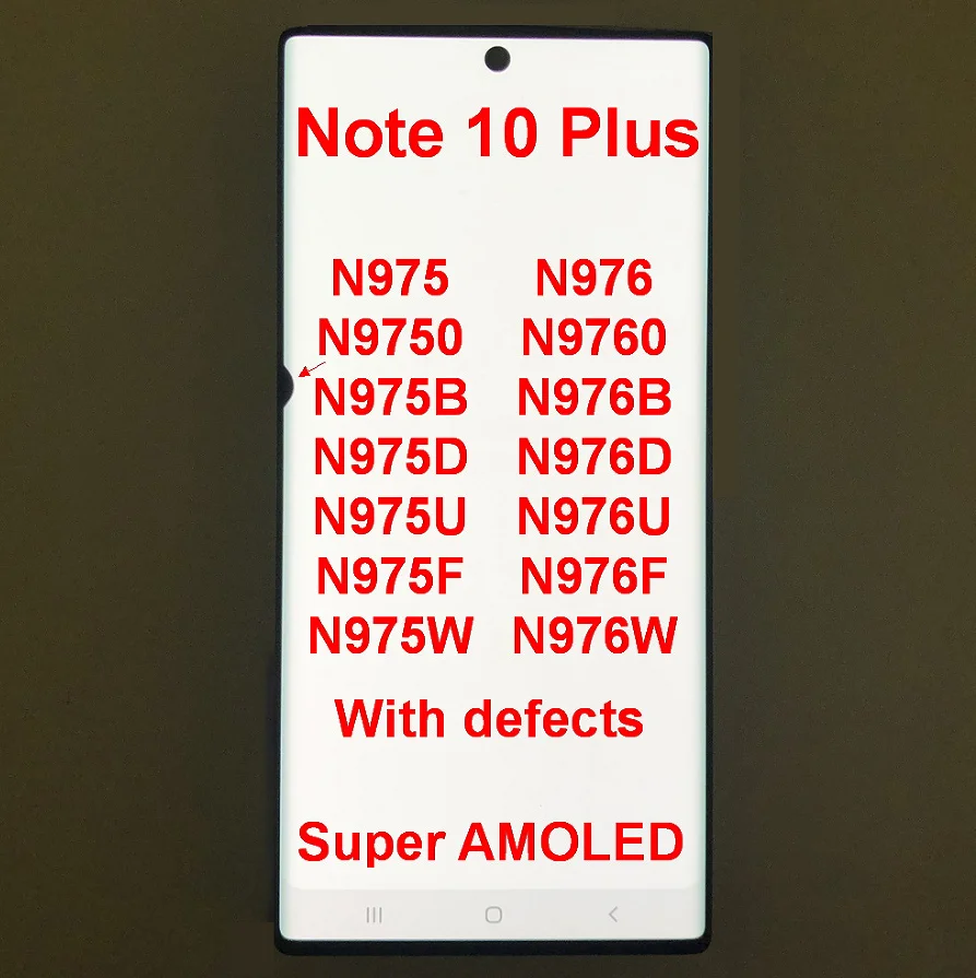 Pop с дефектами для Samsung Galaxy Note 10 Plus Дисплей Note 10 + N975 ЖК-дисплей с дигитайзером сенсорного экрана N975F Замена 100% тестирование Pop с дефектами для Samsung Galaxy Note 10 Plus Дисплей Note 10 + N975 ЖК-дисплей с дигитайзером сенсорного экрана N975F Замена 100% тестирование