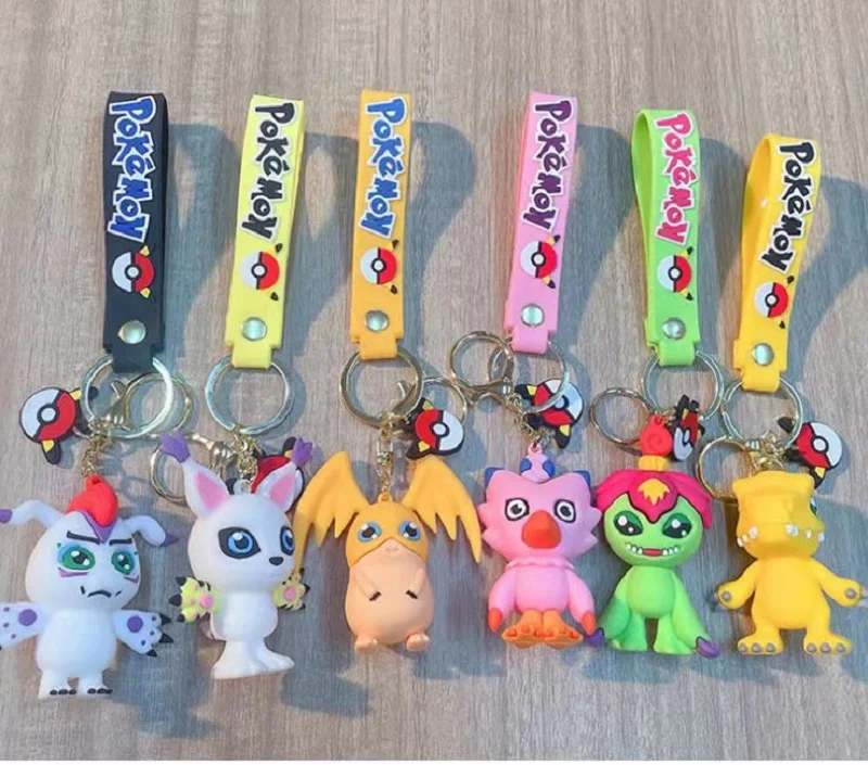 Digimon Adventure Anime Figure Agumon Tailmon Palmon PVC Keychain Bag Keyring Ornament Accessories Children's Toys Birthday Gift