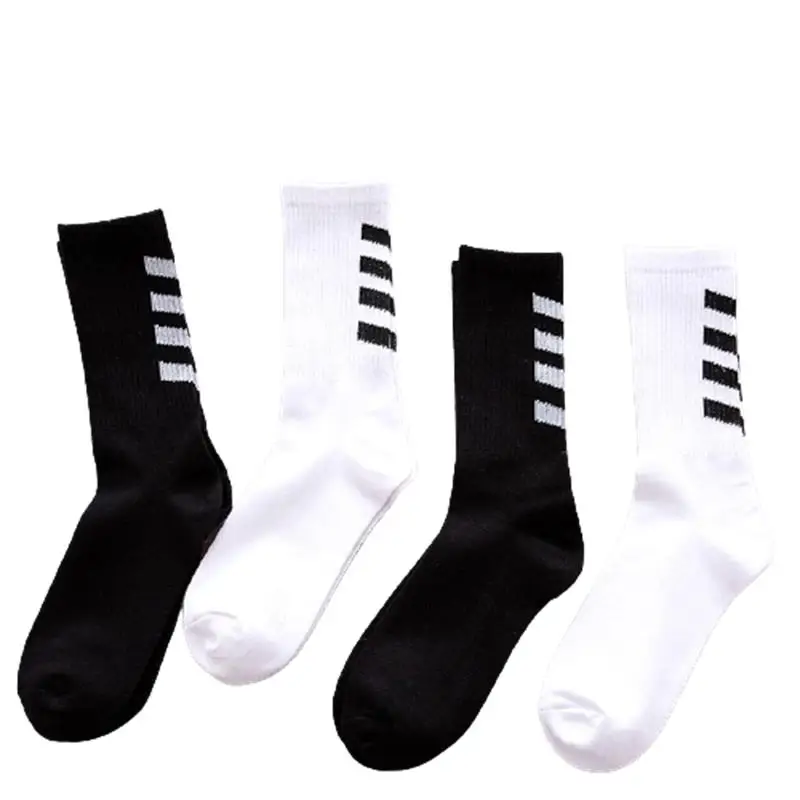Nowa moda Bawełna Czarny Biały Pasek Crew Skarpety Męskie Sportowe Hip Hop Deskorolka Blaze Street Happy Long Sox Męskie Calcetines Soks — zdjęcie 2