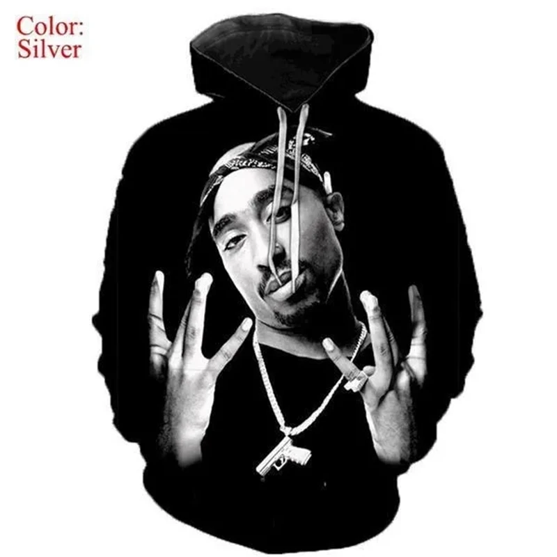 Men\'s Hoodies Rapper Rock Singer Tupac 3d Print Sweatshirts  Women Hooded Oversized Hoodie Harajuku Pullover Sweatshirts Coats