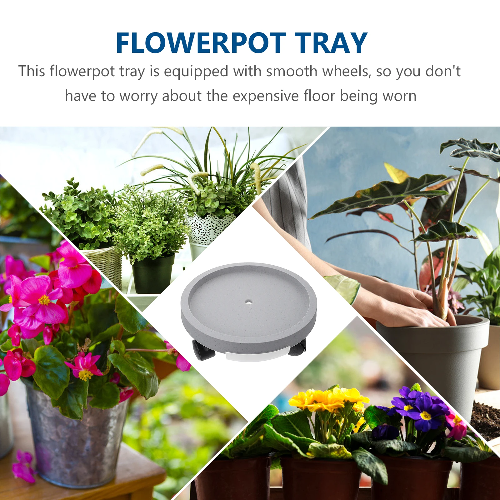 

1pc Movable Flowerpot Tray with Wheels Plastic Plant Pot Base Thickened Durable for Easy Mobility Floor Protecting