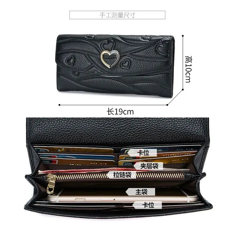 New Fashion Cow Genuine Leather Women Long Wallets Real Leather Female Luxury Brand Design Clutch Girl Lady Gift Cash Purse