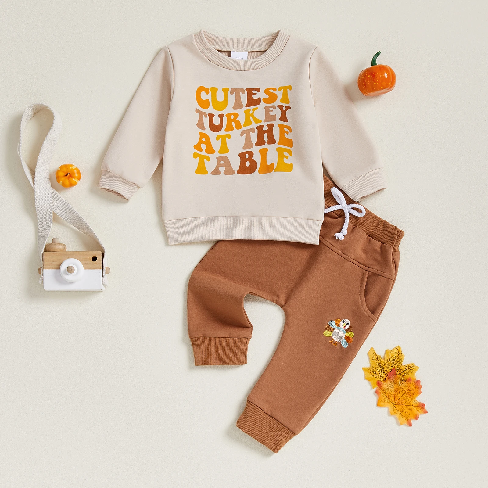 

Lioraitiin Toddler Baby Boy Thanksgiving Outfit Letter Long Sleeve Crewneck Sweatshirt Turkey Elastic Waist Joggers 2Pcs Set