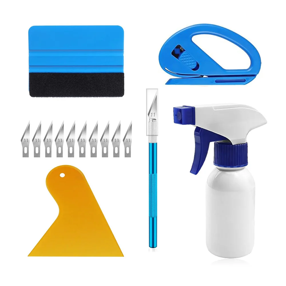 Kit 15 Pezzi per Oscuramento Vetri Auto, Facile da Applicare, Pellicola Protettiva per Vetri Veicoli, Strumento di Installazione, Spatola in Vinile, Flacone Spray 100ml