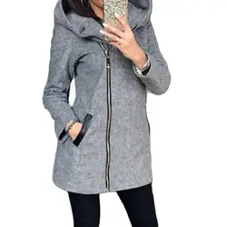 Mode Vrouwen Jas Zip Up Lange Mouwen Hooded Pocket Bovenkleding Jas Herfst Winter 2023