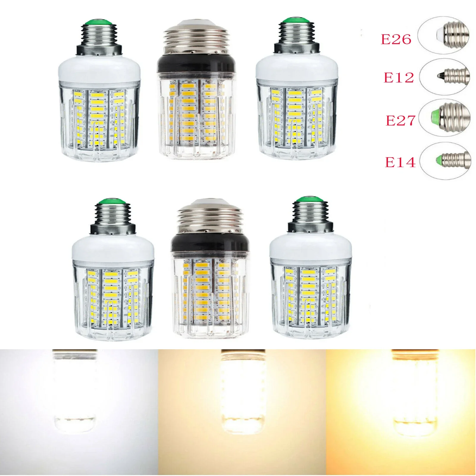 

Dimmable E27 E14 E12 B22 E26 20W 72LEDs LED Corn Bulb SMD 5730 led lamp 12V Chandelier Candle LED Light For Home Decoration