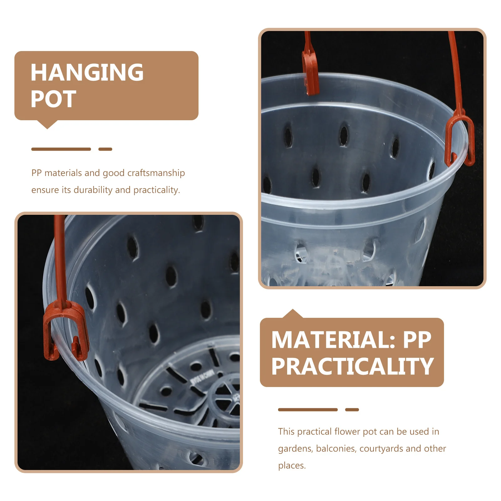 

5Sets Transparent PP Hanging Flowerpot Set Phalaenopsis Succulent Plant Holders Balcony Garden Planters Decorative Green Plant