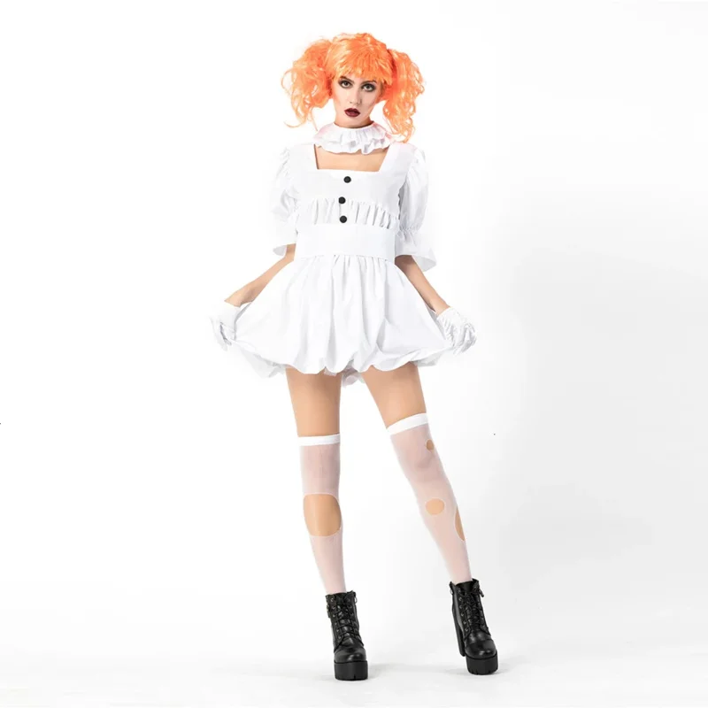 VASHEJIANG White Stephen King's It Cosplay Costume Adult Pennywise Costume women Sexy Clown Costume for halloween Outfit Suit