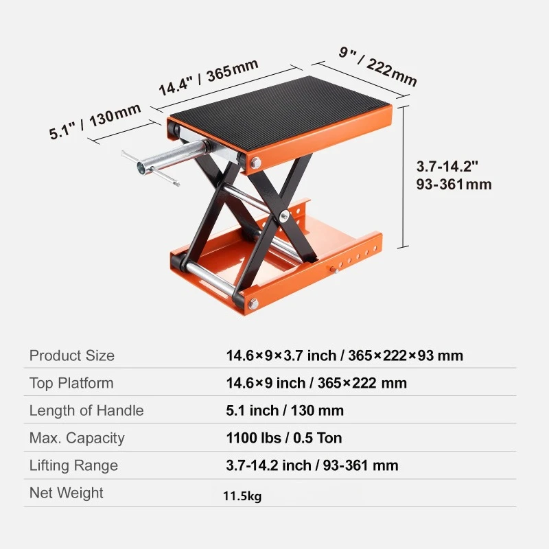 

Motorcycle Lift Table 1100 Lbs Heavy Duty Hydraulic Lift Steel Dirt Bike ATV Wide Deck Scissor Lift Jack Table Foot Stand Jack