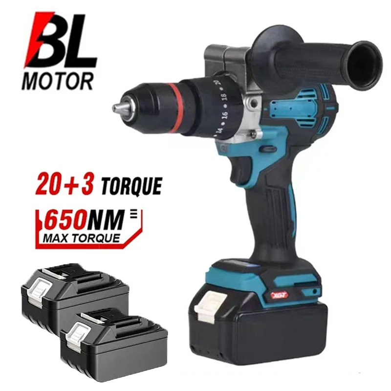 1500W Brushless Electric Drill 13MM 650NM Cordless Screwdriver Impact Drill Li-Ion Batteries Power Tool ForMakita 18v battery