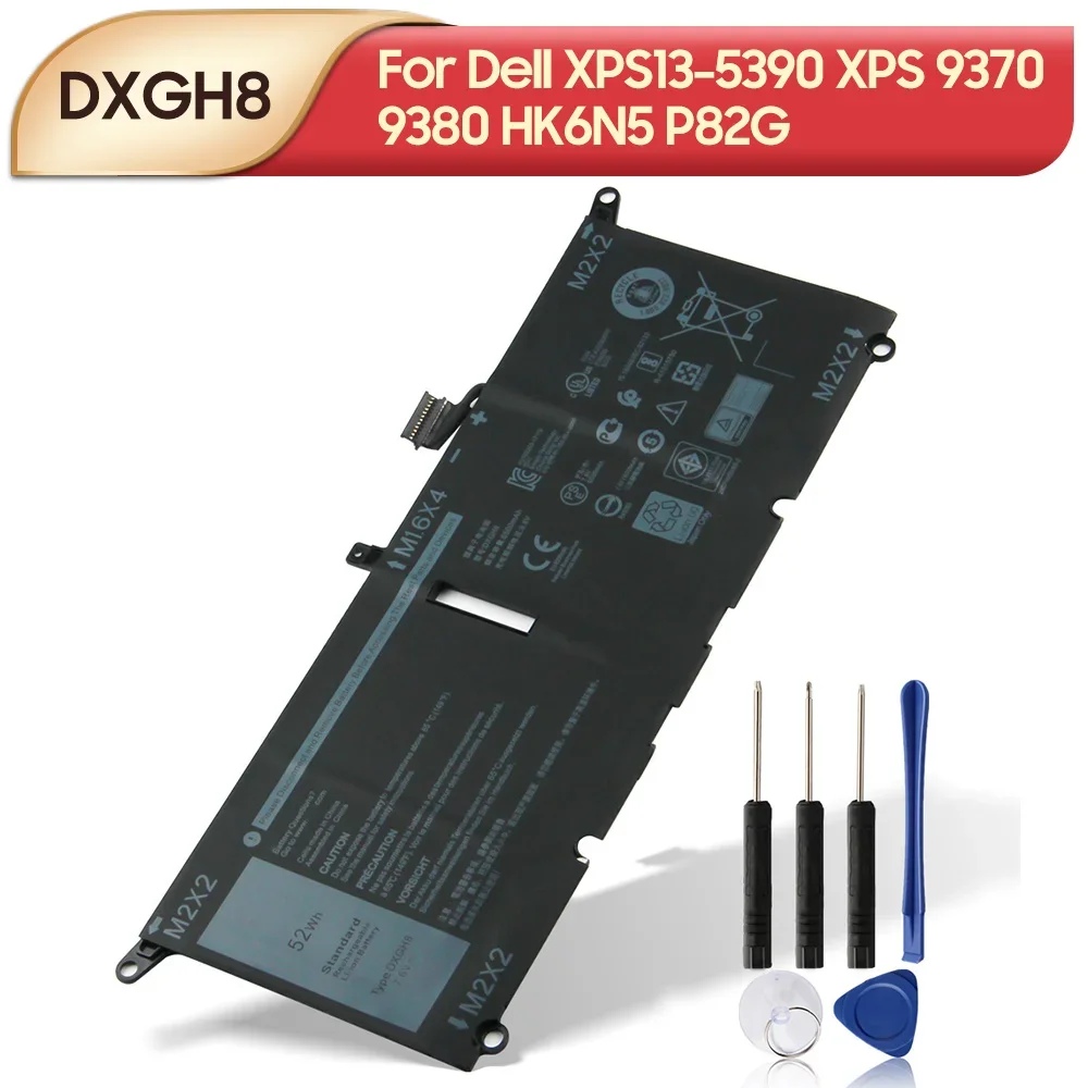 

Сменный аккумулятор DXGH8 емкостью 52 Втч, 7,6 В для Dell XPS13-5390 XPS 9370 9380 HK6N5 P82G с инструментами