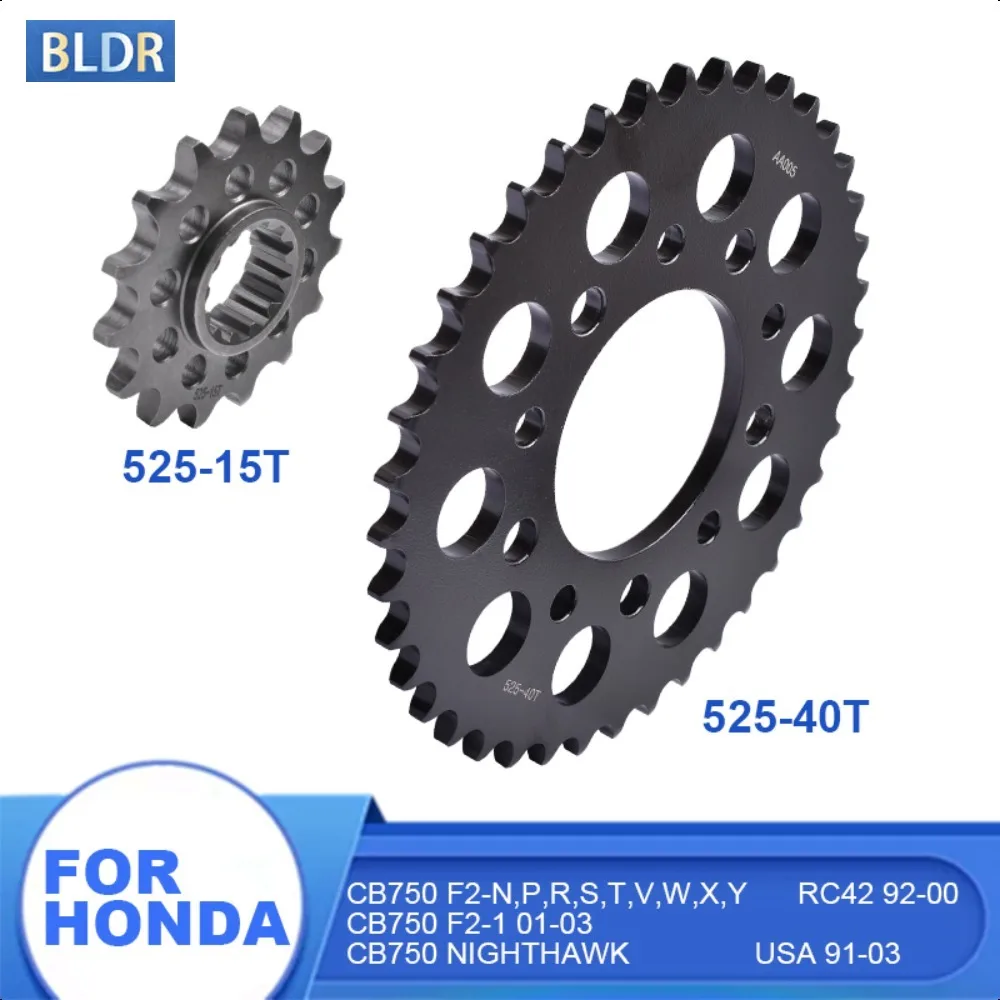 525-15T 40T Motorcycle Accessories Front Rear Sprocket Gear Wheel Kit for Honda CB750 RC42 1992-2000 CB750 Nighthawk CB 750