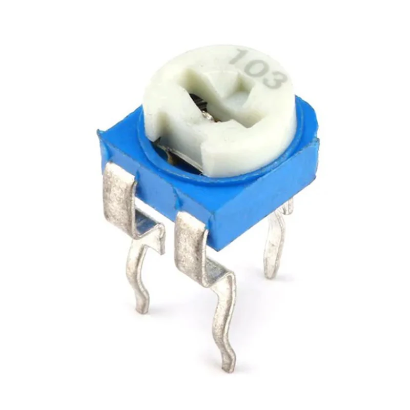 Kit resistor variável, 50 unidades, potenciômetros rm065, trimpot horizontal, azul e branco, 103, 10k ohm