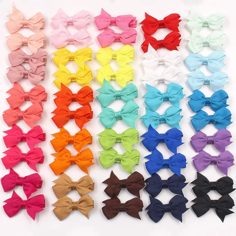 40PCS 2inch Hair Bows Clip For Girls Grosgrain Ribbon Toddler Hair Accessories with Alligator Clip Kids Teens In Pairs Headdress