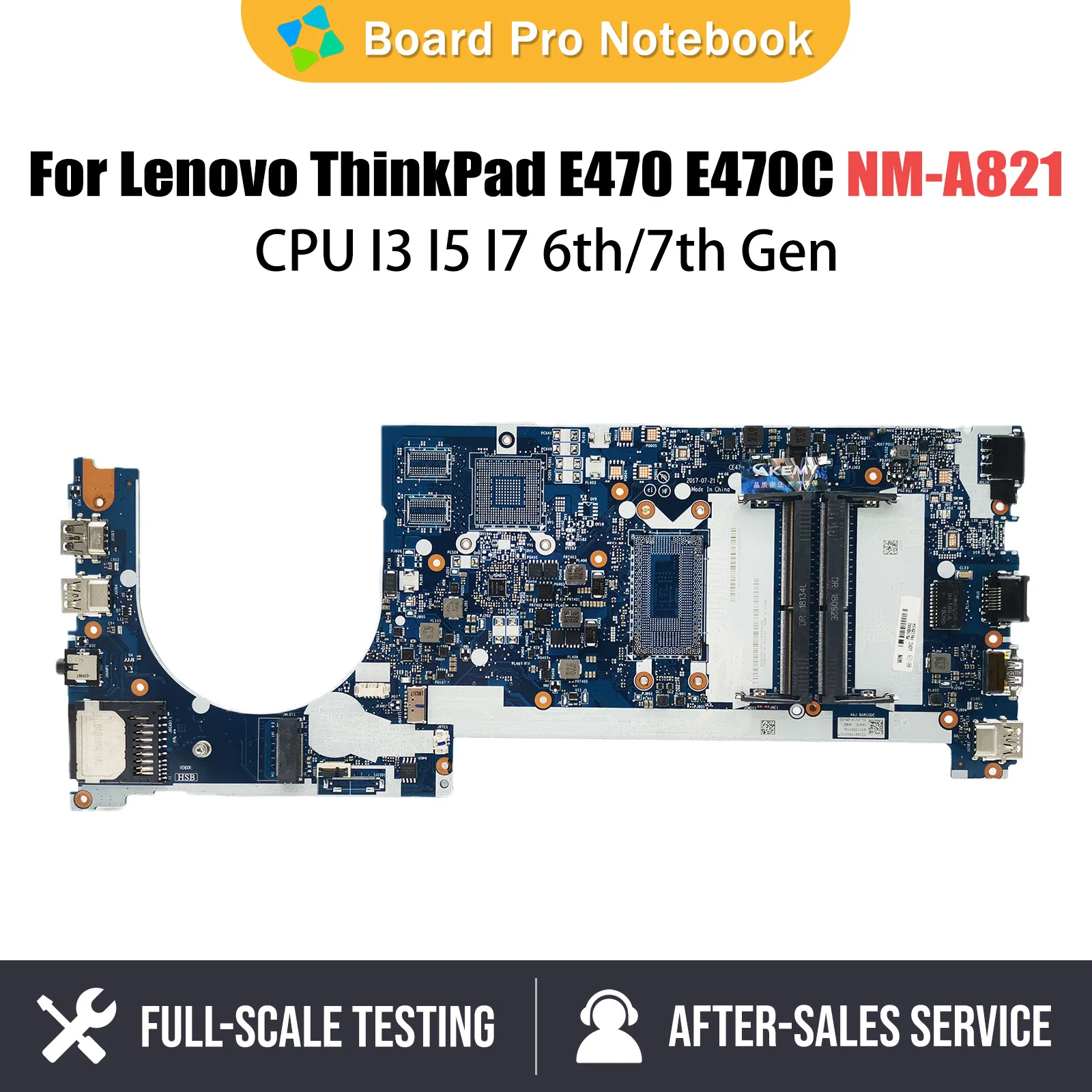 01YT084 Mainboard For Lenovo ThinkPad E470 E470C Laptop Motherboard NM-A821 with I3 I5 I7 6th 7th Gen CPU 01EN259