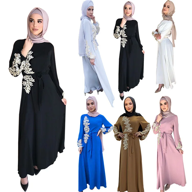 Ramadan Eid Abaya Embroidered Muslim Long Dress Women Pearls Kaftan Abayas Robe Femme Musulmane Dubai Vestido Islamic Clothing