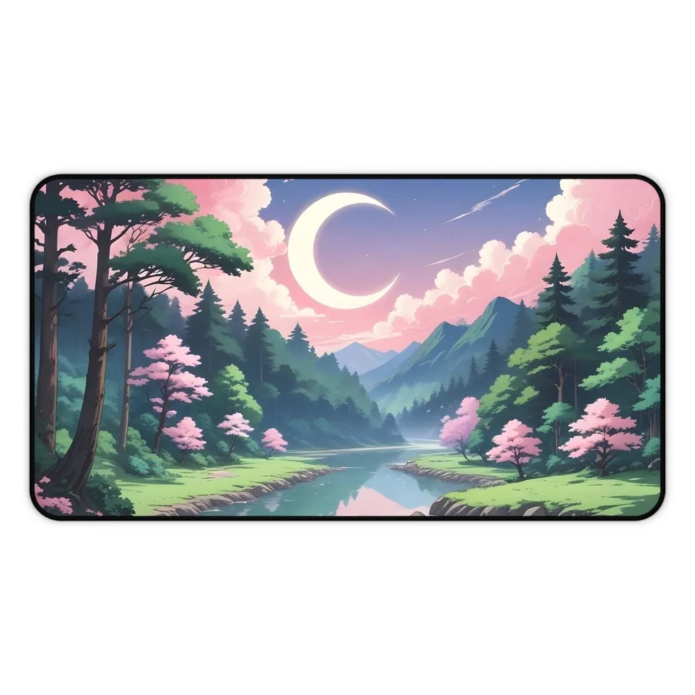 

Коврик для мыши Anime Forest, большой аксессуар для компьютерных игр, качественный розовый, подходит для геймеров и домашней печати высокой четкости.