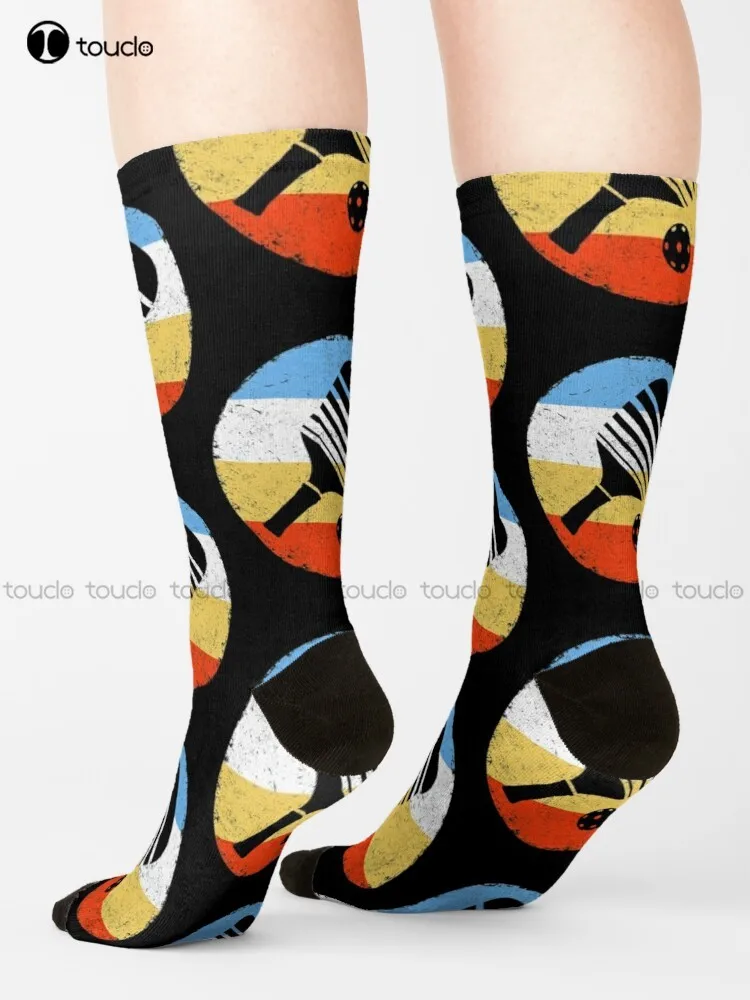 

Винтажные носки в стиле ретро с эффектом потертости для пиклебола, дизайнерские спортивные носки унисекс для взрослых и подростков, Молодежные носки с цифровым принтом 360 °, подарок