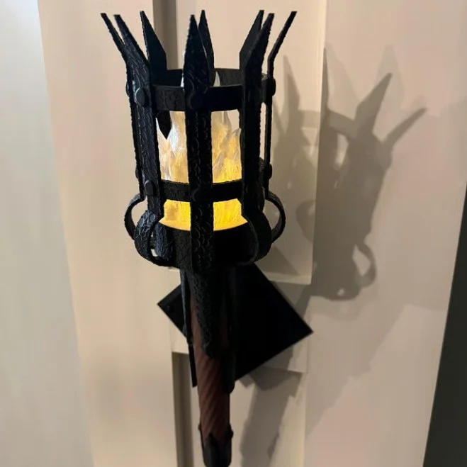 Medieval Torch Wall Sconce 3D Printed, LED Flame Light Retro Castle Dungeon, Decor Gothic Home Room Bar Party, Prop Gift Ornamen