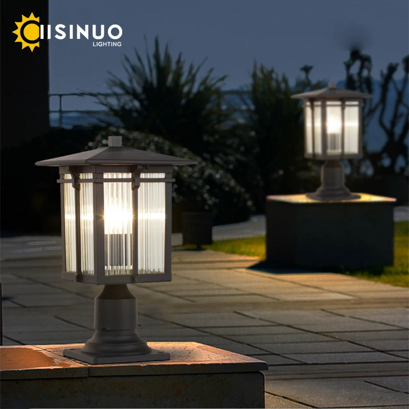 black aluminum pillar light post lights com pier mount luminarias impermeaveis iluminacao de vedacao ao ar livre jardim patio e caminho 01