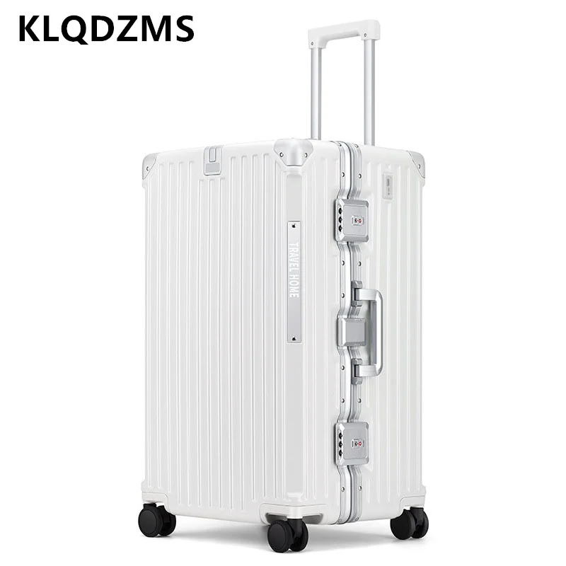 KLQDZMS 24"26"28"30 Inch The New Suitcase Men's Aluminum Frame Trolley Case Women's Large Capacity Password Box Rolling Luggage